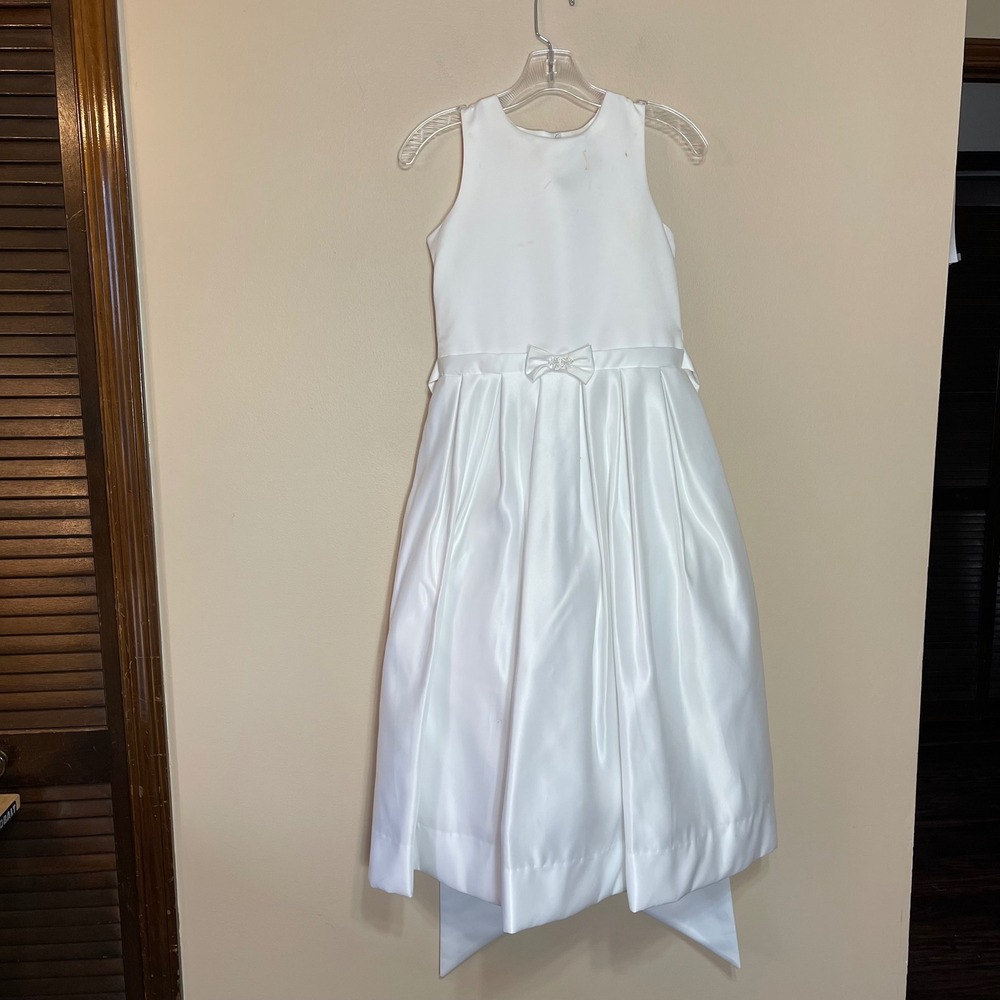 Us Angels Girls White Satin Flower Girl‎ Communion Dress Style 704 Size 14